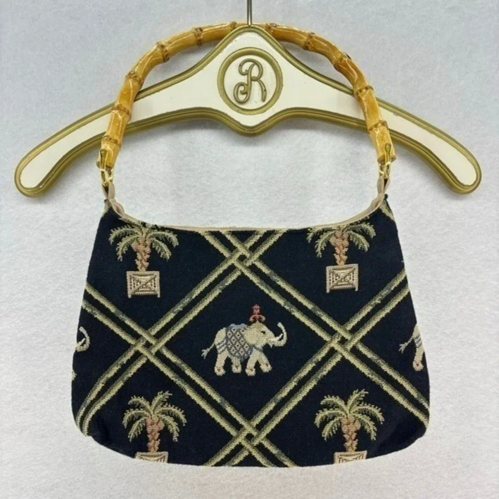 Tapestry Elephant Purse Palm Tree Bamboo Vintage Hobo Handbag Indie Boho Retro